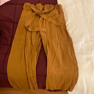J Crew wide leg tan high waist paper bag pant